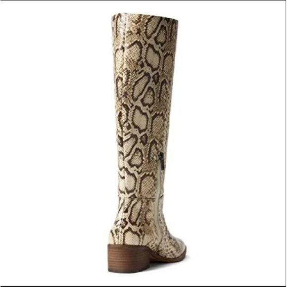 🆕 VINCE CAMUTO Beaanna Knee High Snake Print Boot Natural 8 - Picture 2 of 13